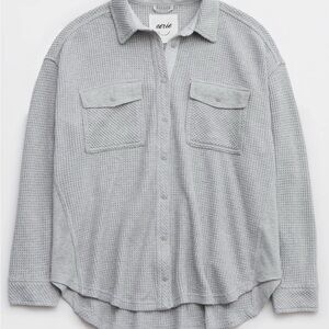 Aerie Light Gray Waffle Knit Sweater